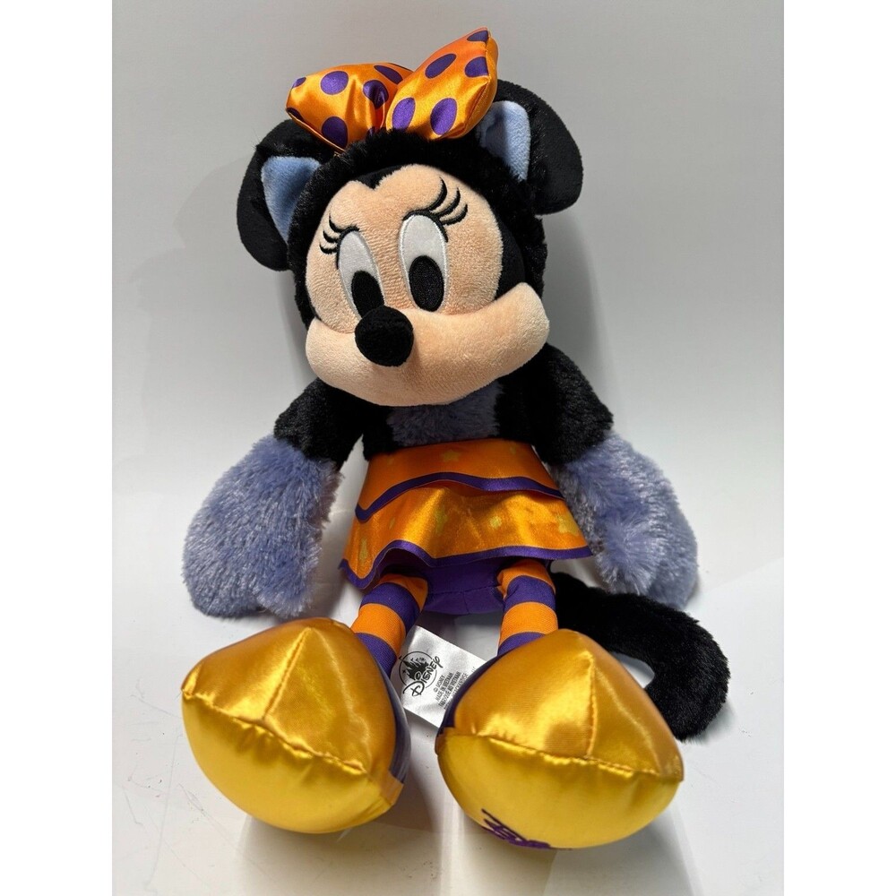 Disney Store 2019 Halloween Minnie Mouse Plush Orange Purple 13" Stuffed Toy